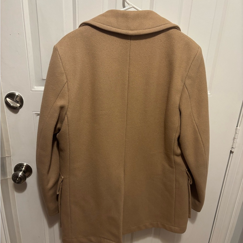 Men's Camel Wool Pea Coat - Picture 4 of 4